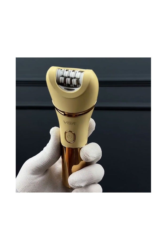 VGR V-753 Waterproof Body Hair Remover for Women, Shaver, Leg, Armpit and Pubic Hair V753 2 in 1 Gold - Image 5