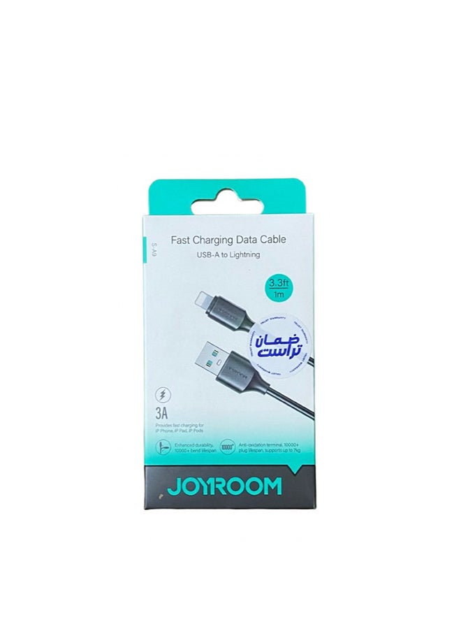 JOYROOM S-A9 USB-A to Lightning 3A Fast Charging Data Cable 1m-Black Black - Image 2