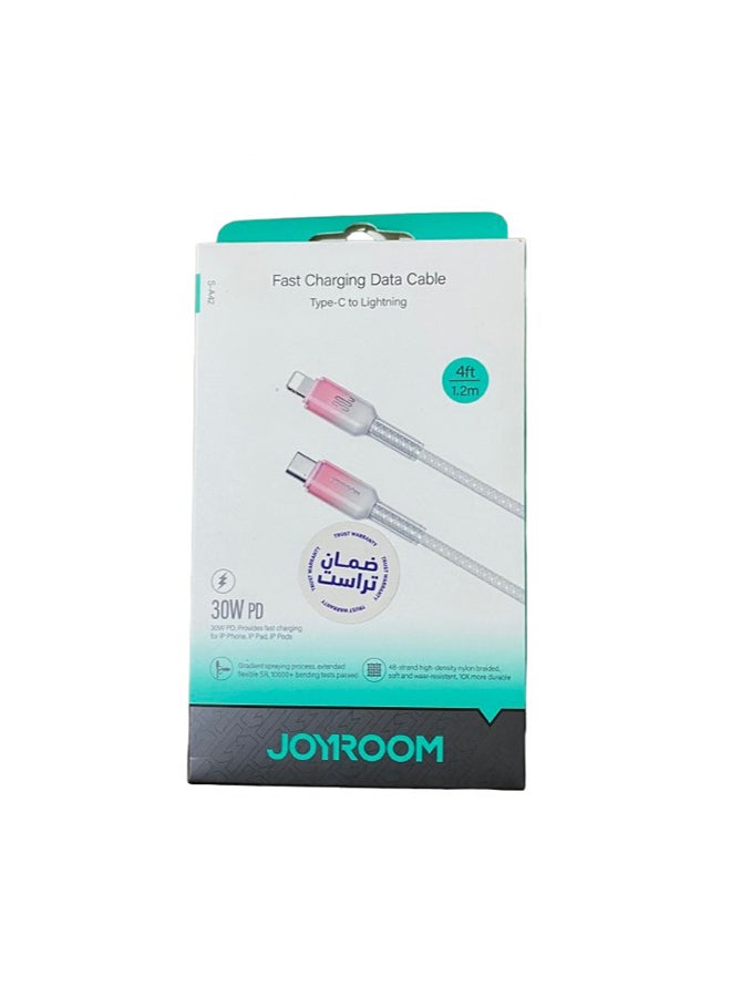 JOYROOM S-A42 TYBE C To Lightning Cable 30W PD Fast Charging Data Cable 1.2m White - Image 2