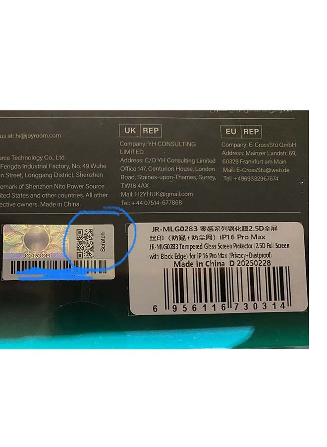 JOYROOM iPhone 16 Pro Max Privacy Screen Protector Face ID Supported Easy Installation Anti-Spy & scratch resistant & Privacy Protection Anti-Fingerprint & Bubble Free, Case Friendly Tempered Glass Black - Image 2