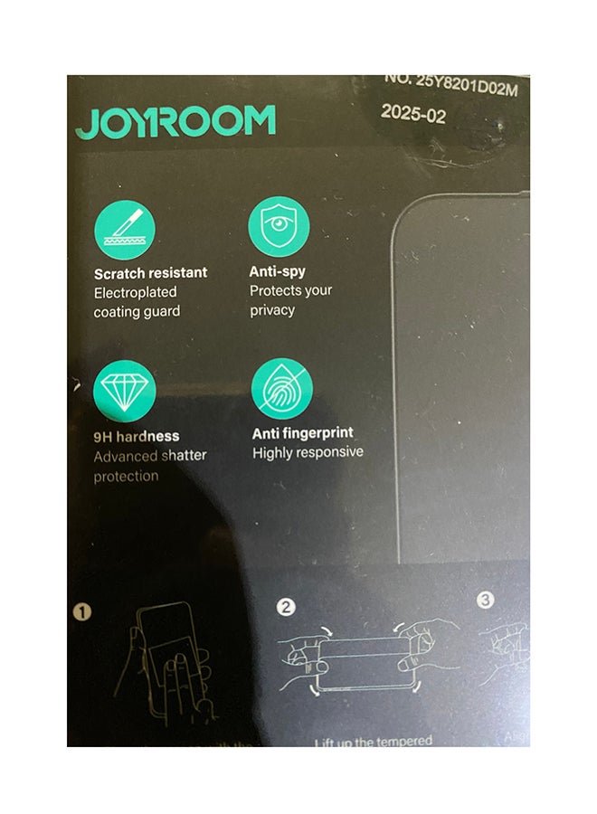 JOYROOM iPhone 16 Pro Max Privacy Screen Protector Face ID Supported Easy Installation Anti-Spy & scratch resistant & Privacy Protection Anti-Fingerprint & Bubble Free, Case Friendly Tempered Glass Black - Image 5