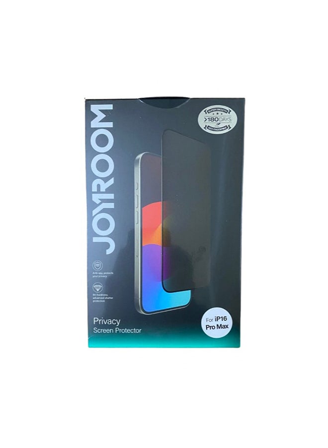 JOYROOM iPhone 16 Pro Max Privacy Screen Protector Face ID Supported Easy Installation Anti-Spy & scratch resistant & Privacy Protection Anti-Fingerprint & Bubble Free, Case Friendly Tempered Glass Black - Image 3