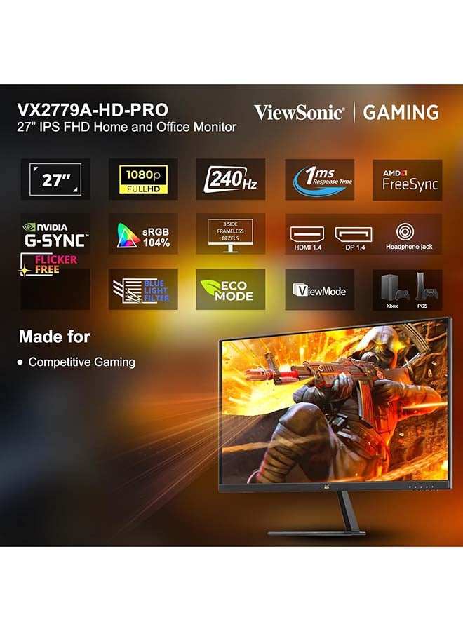 فيوسونيك VX2779A-HD-PRO شاشة ألعاب FHD مقاس 27 بوصة | معدل تحديث 240 هرتز | زمن استجابة 1 مللي ثانية - Image 3