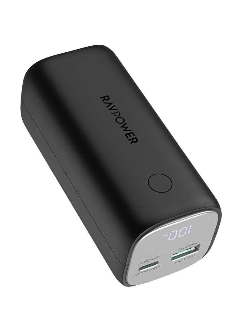 RAVPOWER Super 30W PD Power Bank – Dual USB-C And USB-A | Fast Charging Portable Charger BLACK - Image 1