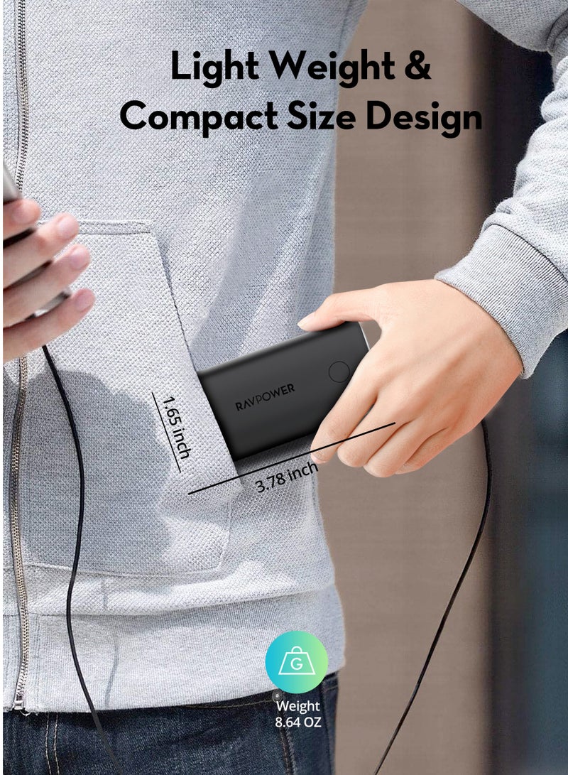 RAVPOWER Super 30W PD Power Bank – Dual USB-C And USB-A | Fast Charging Portable Charger BLACK - Image 4