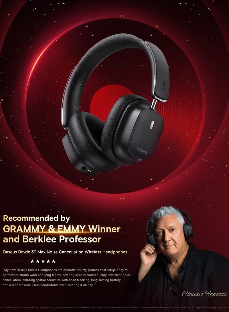 Baseus Bowie 30 Max Premium Noise Canceling Wireless Headphones Black - Image 2