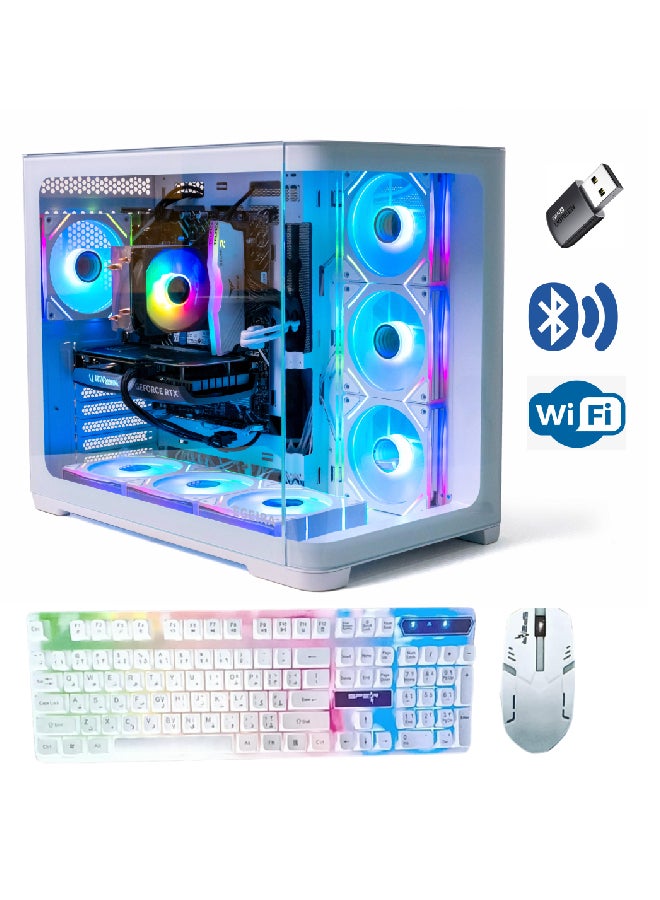 Setup Master Pro Gaming PC With Intel Core i5-14400F Processor/16GB DDR5 RAM/1TB SSD/8GB Nvidia GeForce RTX 5060 Graphics/Windows 11 Pro+ Mouse+ Keyboard and Wireless Card White - Image 1