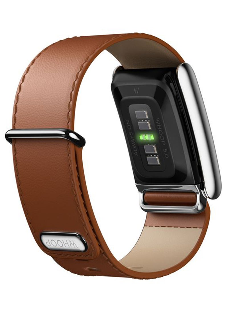 WHOOP LeatherLuxe Band – Compatible with 5.0, One, & Peak – Genuine Italian Leather Accessory, Size S – Not Compatible with Gen 4 Chestnut/Cream with Titanium - Image 4
