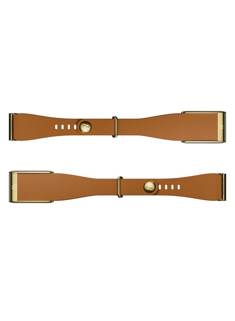 WHOOP LeatherLuxe Band – Compatible with 5.0, One, & Peak – Genuine Italian Leather Accessory, Size L – Not Compatible with Gen 4 Camel with Gold - Image 1