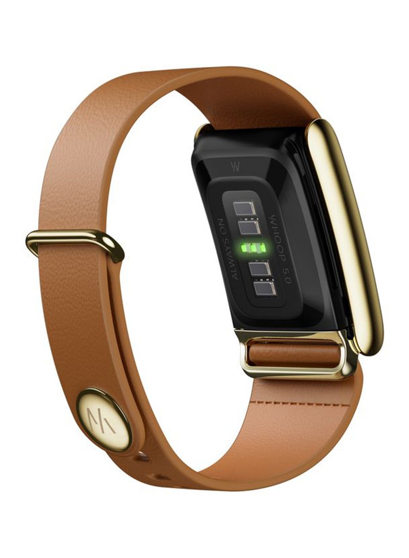 WHOOP LeatherLuxe Band – Compatible with 5.0, One, & Peak – Genuine Italian Leather Accessory, Size L – Not Compatible with Gen 4 Camel with Gold - Image 4