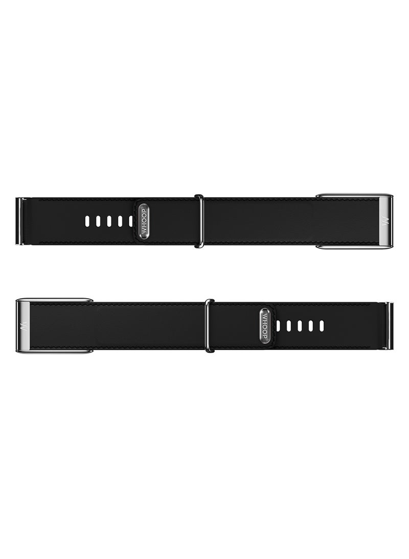 WHOOP LeatherLuxe Band – Compatible with 5.0, One, & Peak – Genuine Italian Leather Accessory, Size L – Not Compatible with Gen 4 Black/Cream with Titanium - Image 1