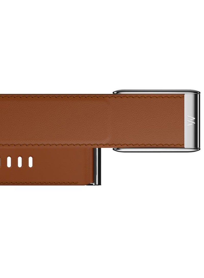 WHOOP LeatherLuxe Band – Compatible with 5.0, One, & Peak – Genuine Italian Leather Accessory, Size L – Not Compatible with Gen 4 Chestnut/Cream with Titanium - Image 3