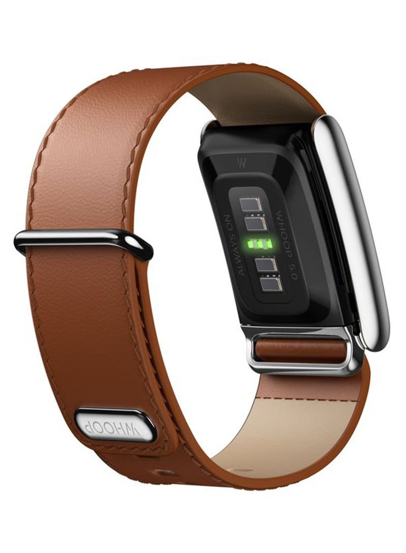 WHOOP LeatherLuxe Band – Compatible with 5.0, One, & Peak – Genuine Italian Leather Accessory, Size L – Not Compatible with Gen 4 Chestnut/Cream with Titanium - Image 4