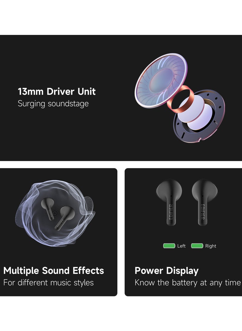 EDIFIER X2s Bluetooth Earbuds with 26H Battery Life, 13mm Drivers, AI Clear Calls with ENC, Powerful Bass, Fast Charging, IP54 water proof, 60ms low latency Game Mode, Compatible with iPhone & Android Black - Image 4