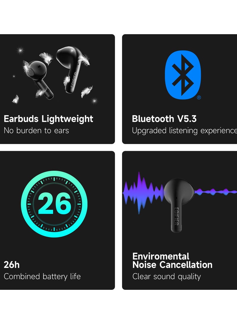 EDIFIER X2s Bluetooth Earbuds with 26H Battery Life, 13mm Drivers, AI Clear Calls with ENC, Powerful Bass, Fast Charging, IP54 water proof, 60ms low latency Game Mode, Compatible with iPhone & Android Black - Image 3