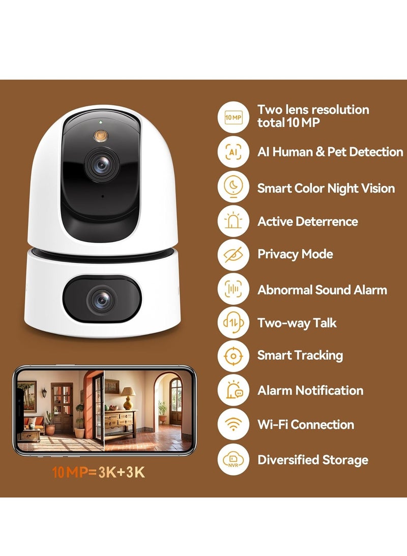 IMOU Ranger Dual 10MP Smart Full-color Wifi IP Camera, Wide View Dual Lens (5 MP Fixed Lens + 5 MP PT Lens) Built-in Microphone and Speaker, MicroSD Slot with AI/ 15m of Night Vision, Dual-channel Human & Pet Detection - Image 3