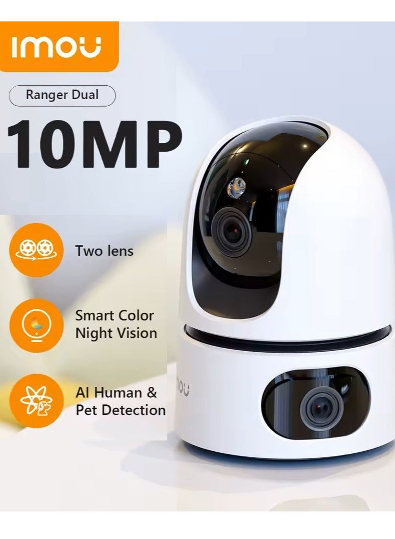 IMOU Ranger Dual 10MP Smart Full-color Wifi IP Camera, Wide View Dual Lens (5 MP Fixed Lens + 5 MP PT Lens) Built-in Microphone and Speaker, MicroSD Slot with AI/ 15m of Night Vision, Dual-channel Human & Pet Detection - Image 2