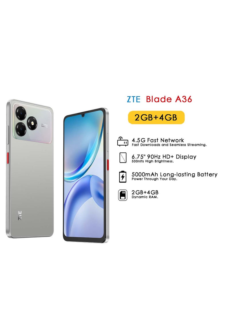ZTE Blade A36 Dual SIM Titanium Gold 2GB+4GB RAM 64GB 4G - International Version - Image 1