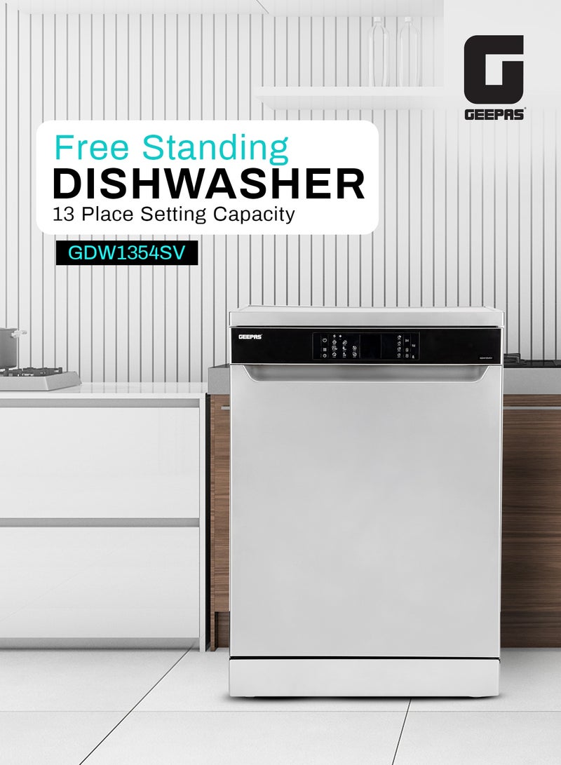 جيباس غسالة صحون قائمة بذاتها 13 إعداد مكان 5 برامج | شاشة LED، وظيفة المؤقت، حماية السخان | غسيل صديق للبيئة، خيار مؤقت التأخير، قفل الأطفال | - Image 1