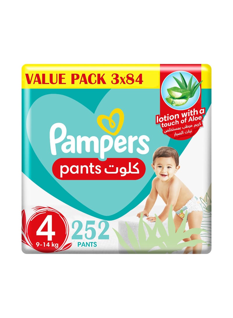 Pampers Baby-Dry Pants Diapers With Aloe Vera Lotion 360 Fit And Up To 100% Leakproof Size 4 9-14Kg Carry Pack 252 Count - Image 1