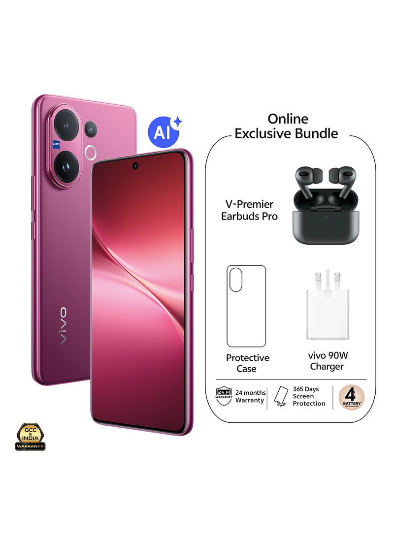 فيفو V60 AI ثنائي الشريحة 5G بنفسجي توت 12GB RAM 256GB مع هدايا حصرية - سماعات أذن برو، شاحن 90W وضمان 24 شهر + 1 سنة استبدال الشاشة - نسخة الشرق الأوسط - Image 1