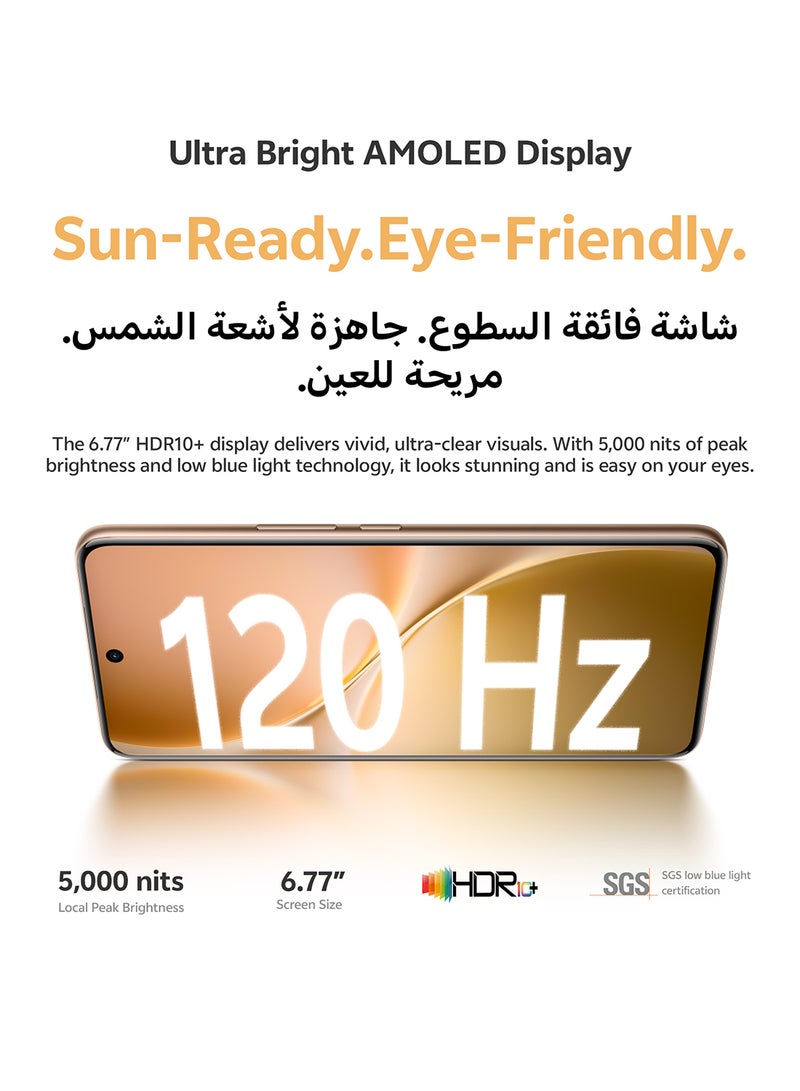 فيفو V60 AI ثنائي الشريحة 5G ذهب صحراوي 12GB RAM 256GB مع هدايا حصرية - سماعات أذن برو، شاحن 90W وضمان 24 شهر + 1 سنة استبدال الشاشة - نسخة الشرق الأوسط - Image 5