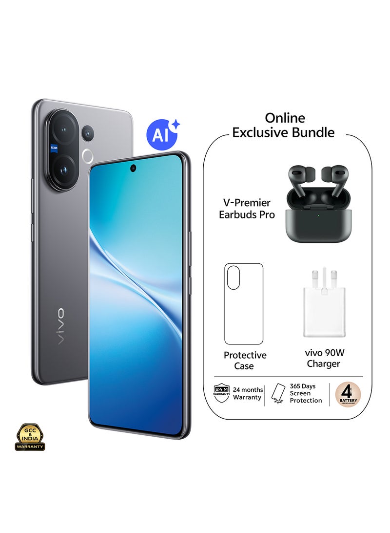 فيفو V60 AI ثنائي الشريحة 5G رمادي ضبابي 12GB RAM 256GB مع هدايا حصرية - سماعات أذن برو، شاحن 90W وضمان 24 شهر + 1 سنة استبدال الشاشة - نسخة الشرق الأوسط - Image 1