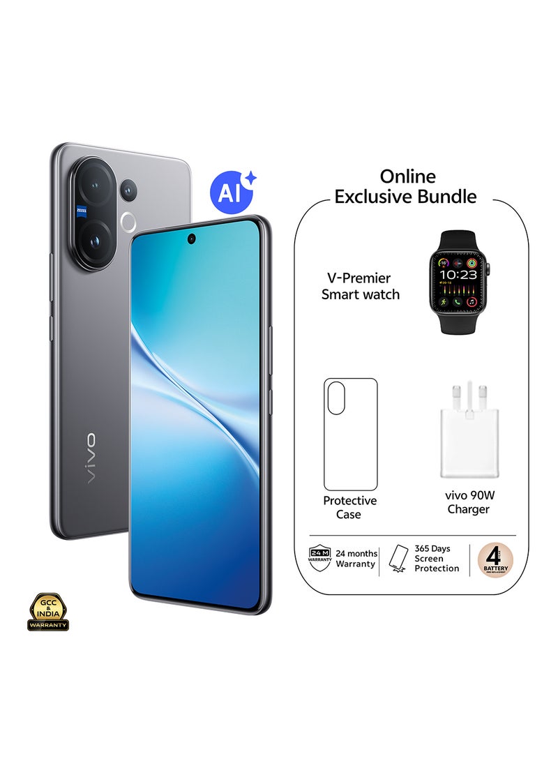 فيفو V60 AI ثنائي الشريحة 5G رمادي ضبابي 12GB RAM 256GB مع هدايا حصرية - ساعة ذكية، شاحن 90W وضمان لمدة 24 شهرًا + 1 سنة استبدال الشاشة - نسخة الشرق الأوسط - Image 1