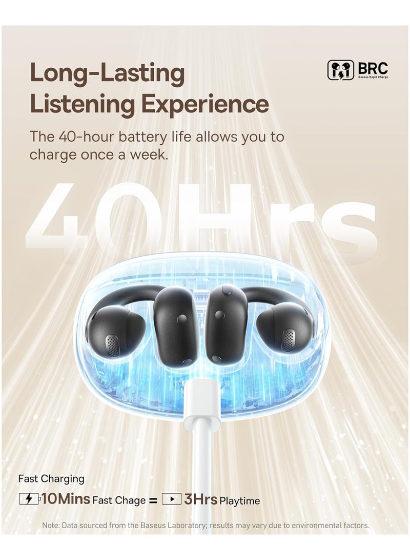 Baseus Bowie MC1 Open Ear Clip-On Earbuds, Adaptive Comfort with Anti-Drop Design, Impactful Sound with Adaptive Bass Boost, Adaptive Noise Cancelling Calls, IP57 Waterproof, 40H Playtime, Lightweight Black - Image 5