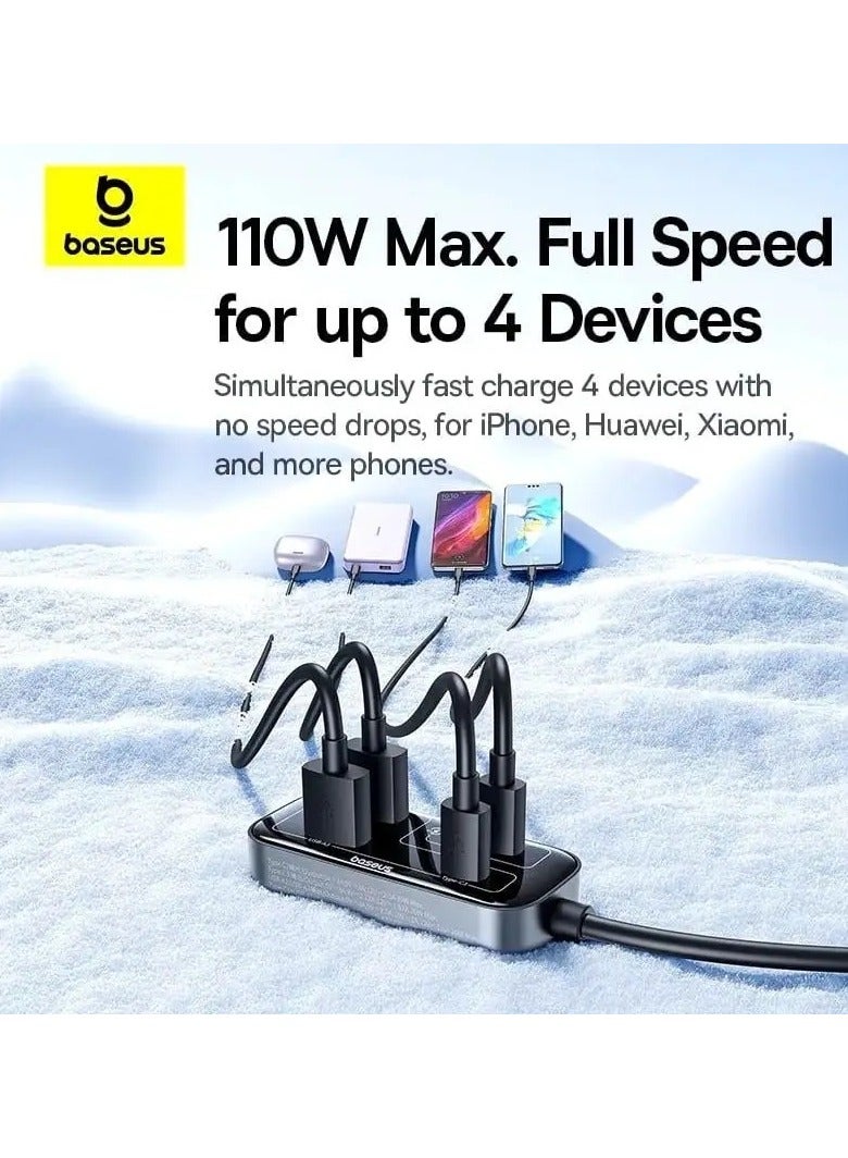 Baseus Backseat Pal L1 Car Charger – 110W Fast Charging Multi-Port Adapter with 3 USB-A & 3 Type-C Ports, 1.5m Extension Cable & 3 Mounting Methods – Perfect for Family Road Trips & Passenger Devices Back - Image 3