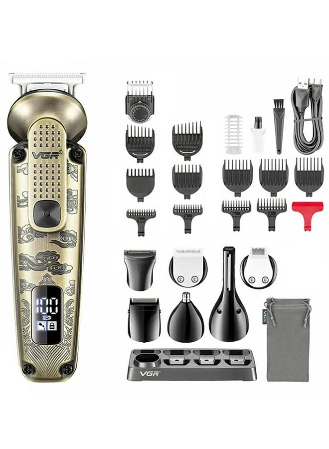 VGR Professional Digital 6 In 1 Rechargeable Wet and Dry Grooming Kit, Gold - V-095 Gold - Image 3