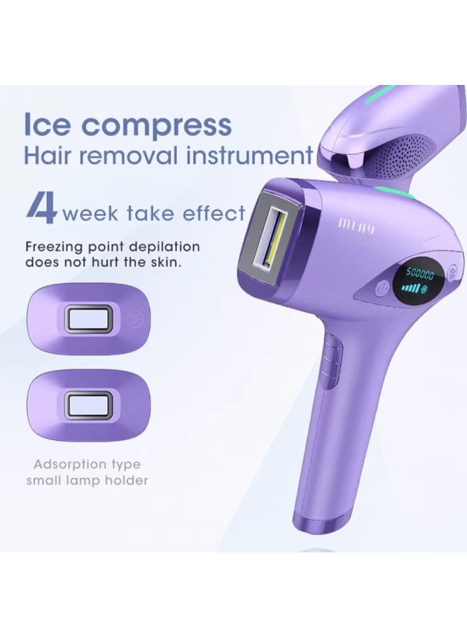 ملاي جهاز إزالة الشعر بالليزر T4 بضغط الثلج مع راس اضافي للبكيني, بنفسجي - Image 2