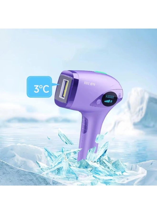 ملاي جهاز إزالة الشعر بالليزر T4 بضغط الثلج مع راس اضافي للبكيني, بنفسجي - Image 5
