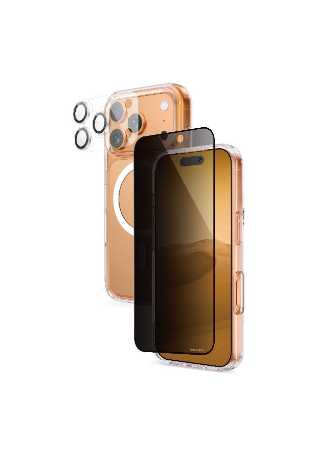 ارمور برو طقم ArmorPro أساسي 4 في 1 (واقي شاشة خصوصية + عدسة كاميرا + غطاء حماية للكاميرا + غطاء شفاف مع MagSafe) لهاتف iPhone 17 Pro Max - Image 4