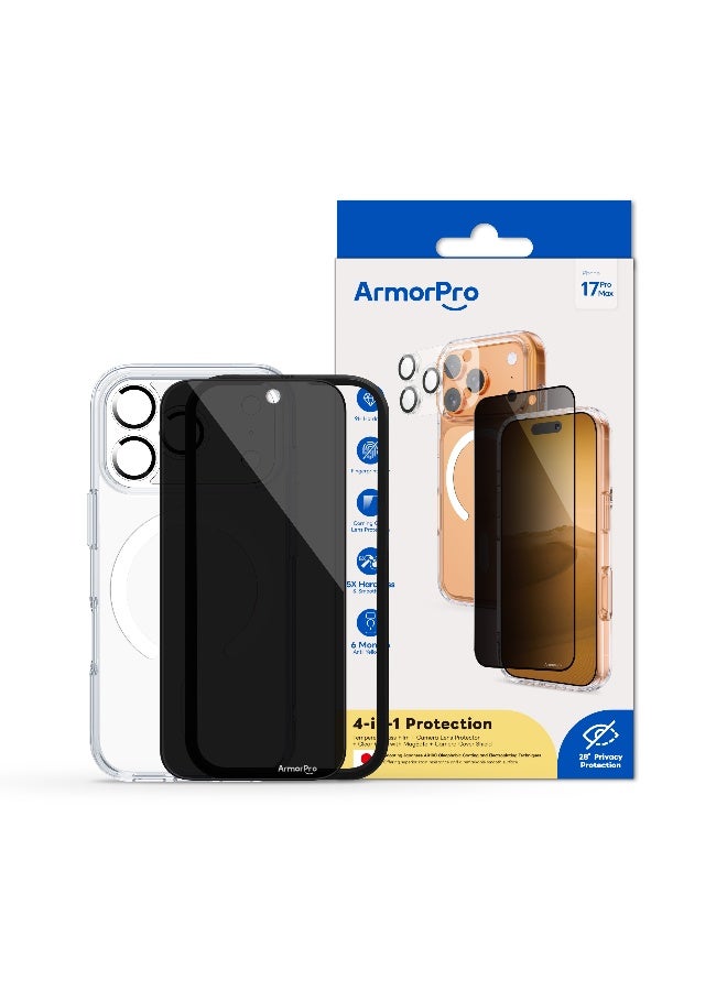ارمور برو طقم ArmorPro أساسي 4 في 1 (واقي شاشة خصوصية + عدسة كاميرا + غطاء حماية للكاميرا + غطاء شفاف مع MagSafe) لهاتف iPhone 17 Pro Max - Image 5