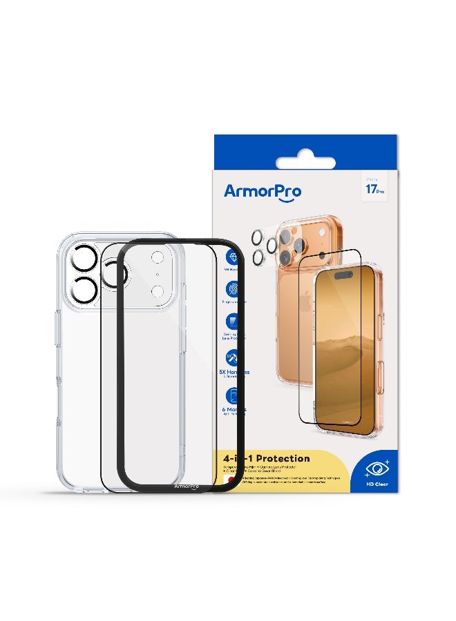 ارمور برو طقم ArmorPro أساسي 4 في 1 (واقي شاشة عالي الدقة + عدسة كاميرا + غطاء شفاف + غطاء حماية للكاميرا) لهاتف iPhone 17 Pro - Image 5