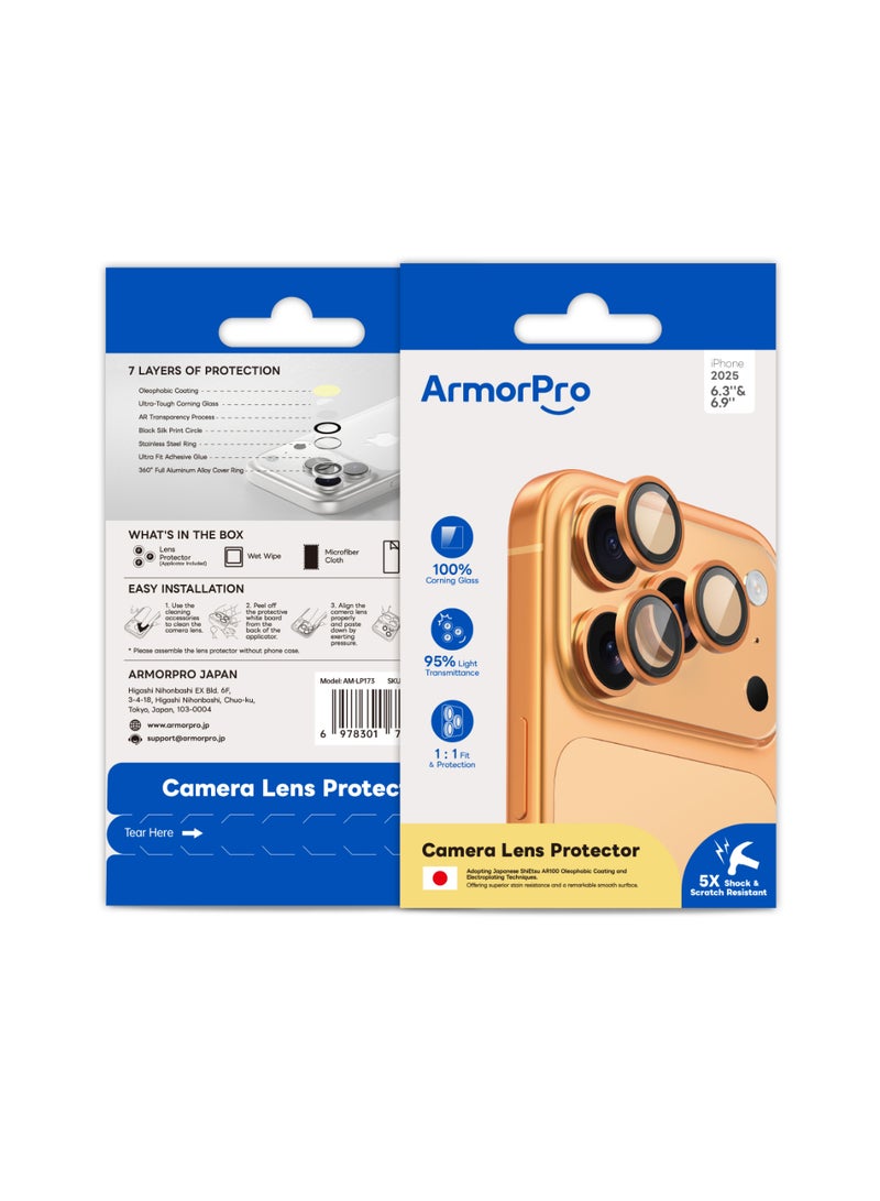 ارمور برو واقي عدسة كاميرا ArmorPro باللون البرتقالي لهواتف iPhone 17 Pro و 17 Pro Max - Image 1