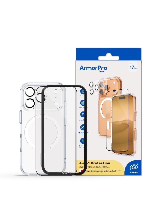 ارمور برو طقم ArmorPro أساسي 4 في 1 (واقي شاشة عالي الدقة + عدسة كاميرا + غطاء حماية للكاميرا + غطاء شفاف مع MagSafe) لهاتف iPhone 17 Pro - Image 5