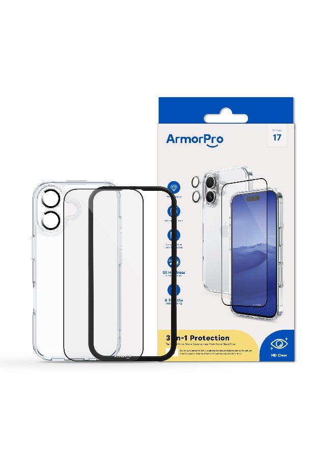 ارمور برو طقم ArmorPro أساسي 3 في 1 (واقي شاشة عالي الدقة + عدسة كاميرا + غطاء شفاف) لهاتف iPhone 17 - Image 5