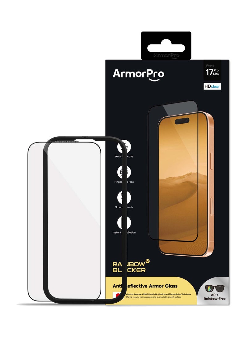ارمور برو واقي شاشة ArmorPro RainbowBlocker عالي الدقة AR + مضاد للانعكاس لهاتف iPhone 17 Pro Max - Image 1