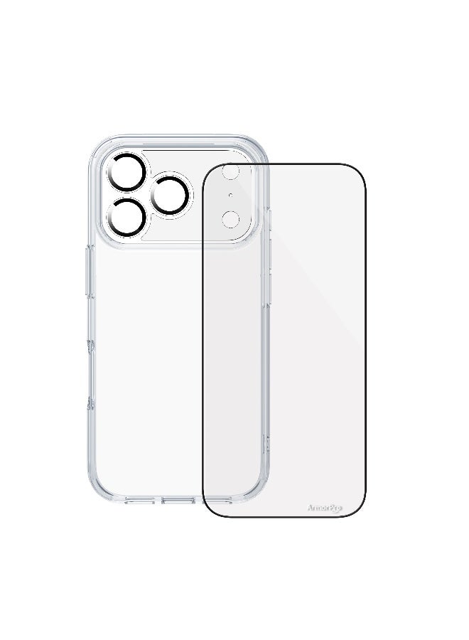 ارمور برو طقم ArmorPro أساسي 4 في 1 (واقي شاشة عالي الدقة + عدسة كاميرا + غطاء شفاف + غطاء حماية للكاميرا) لهاتف iPhone 17 Pro Max - Image 1