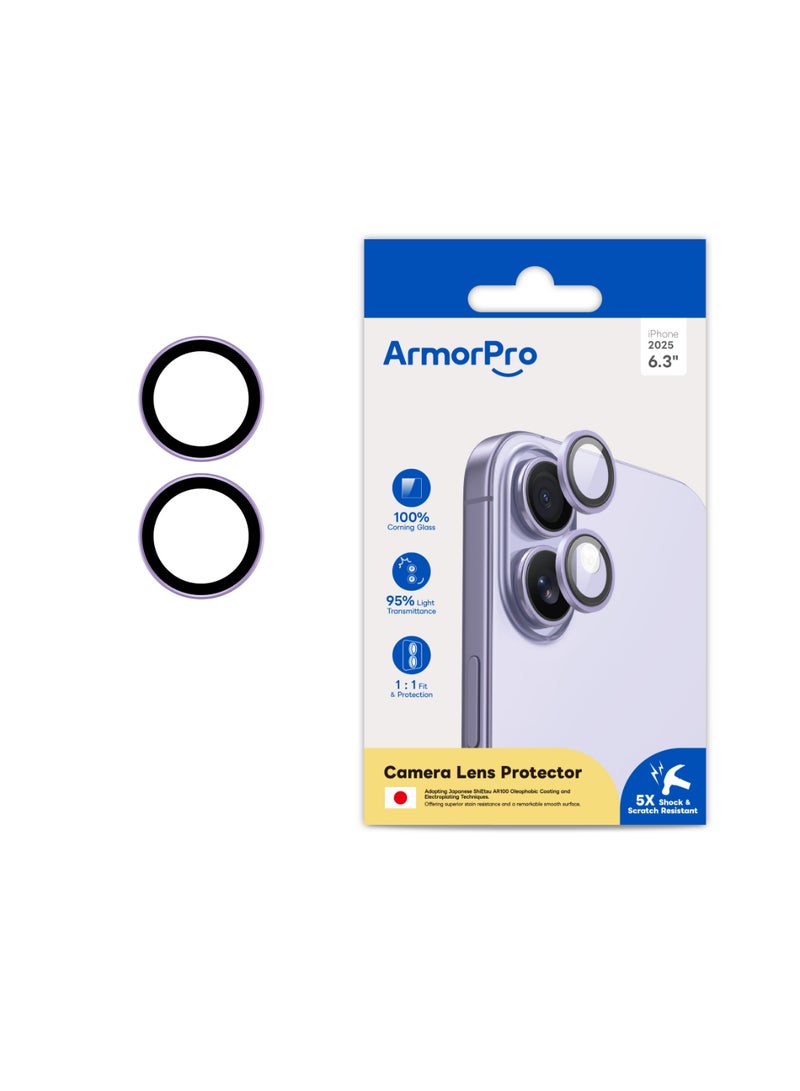 ArmorPro Camera Lens Protector Purple for iPhone 17 Purple tempered glass lens guard with anti fingerprint treatment and reinforced ring for complete camera safety Purple - Image 3