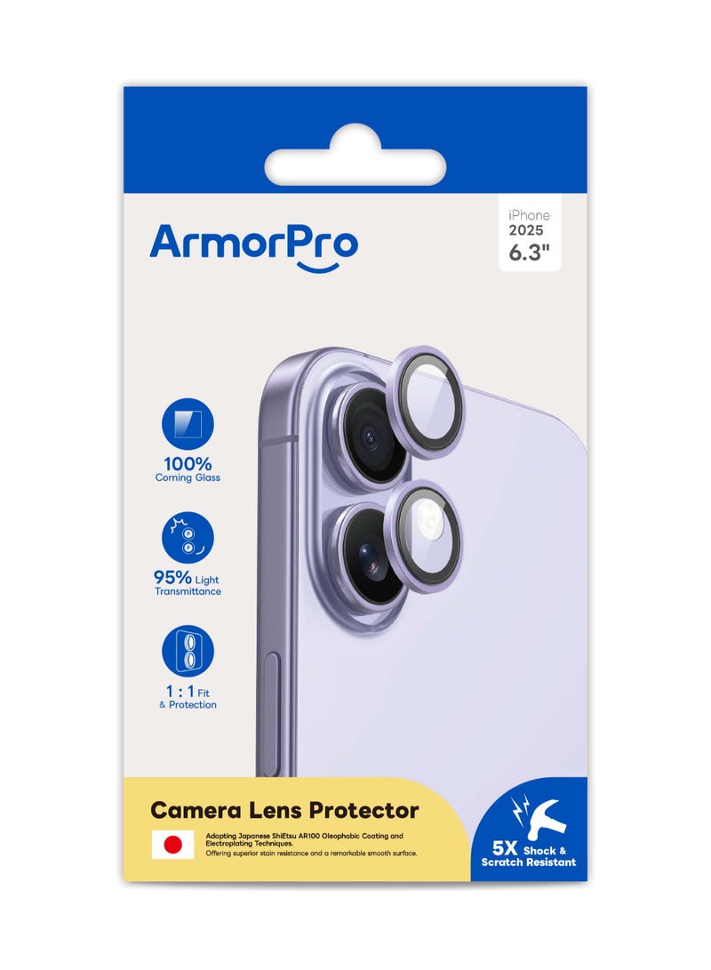 ArmorPro Camera Lens Protector Purple for iPhone 17 Purple tempered glass lens guard with anti fingerprint treatment and reinforced ring for complete camera safety Purple - Image 2