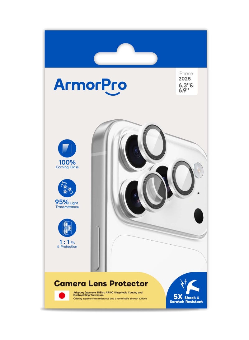 ارمور برو واقي عدسة كاميرا ArmorPro باللون الفضي لهواتف iPhone 17 Pro و 17 Pro Max - Image 2