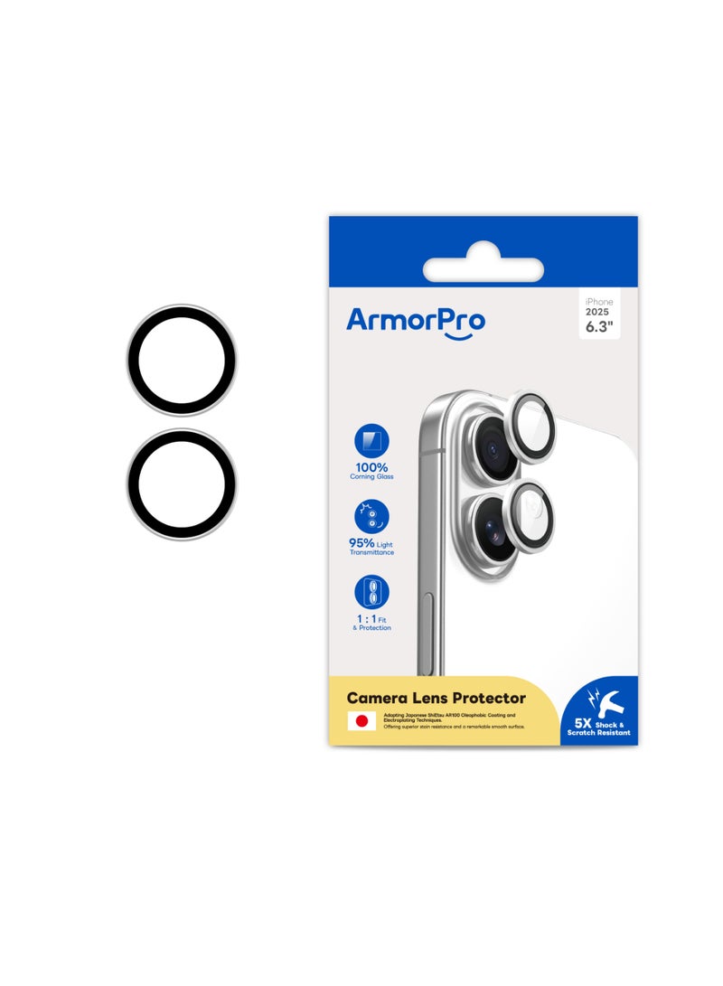 ArmorPro Camera Lens Protector Silver for iPhone 17 Silver tempered lens guard offering full coverage anti fingerprint coating and clear optics for undistorted photos Grey - Image 3