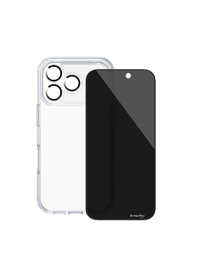 ارمور برو طقم ArmorPro أساسي 4 في 1 (واقي شاشة خصوصية + عدسة كاميرا + غطاء شفاف + غطاء حماية للكاميرا) لهاتف iPhone 17 Pro Max - Image 1