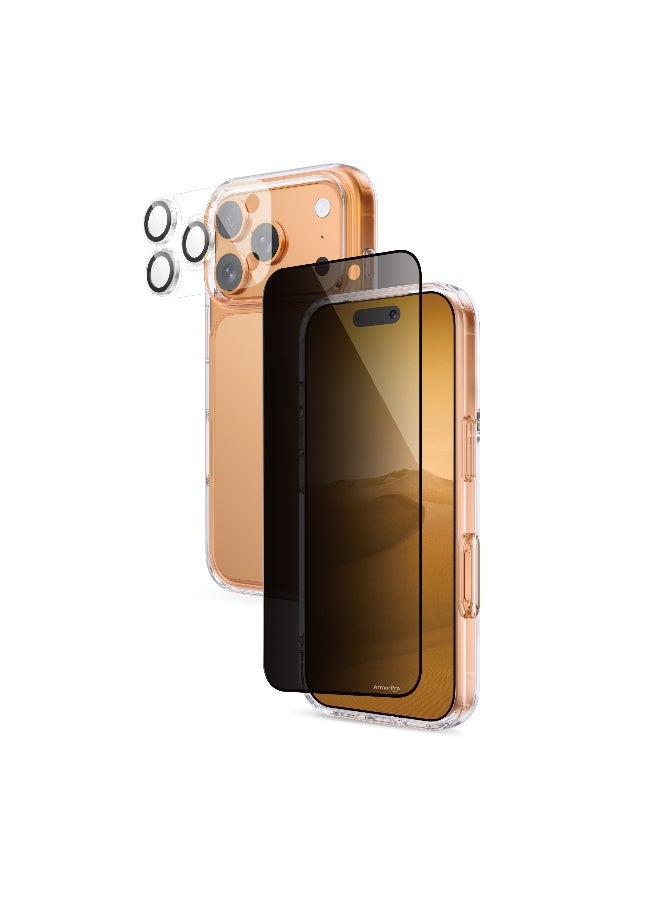 ارمور برو طقم ArmorPro أساسي 4 في 1 (واقي شاشة خصوصية + عدسة كاميرا + غطاء شفاف + غطاء حماية للكاميرا) لهاتف iPhone 17 Pro Max - Image 4