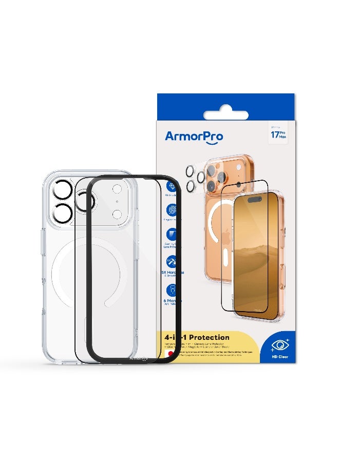 ارمور برو طقم ArmorPro أساسي 4 في 1 (واقي شاشة عالي الدقة + عدسة كاميرا + غطاء حماية للكاميرا + غطاء شفاف مع MagSafe) لهاتف iPhone 17 Pro Max - Image 5