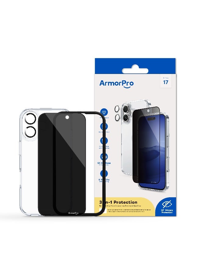 ارمور برو طقم ArmorPro أساسي 3 في 1 (واقي شاشة خصوصية + عدسة كاميرا + غطاء شفاف) لهاتف iPhone 17 - Image 5