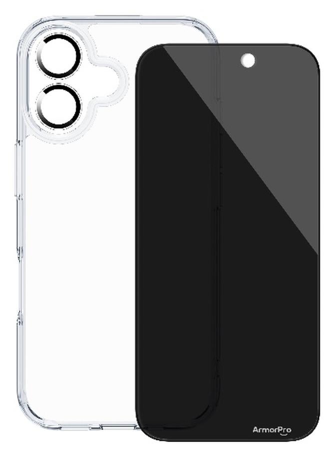 ArmorPro 3-in-1 Privacy Combo for iPhone 17 Privacy tempered glass camera lens protector and clear case with anti peep filter reinforced edges and soft TPU for drop protection clear - Image 1